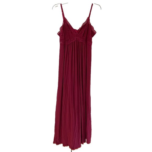 INC Empire Lace Long Knit Gown Womens Large Red Fairy Y2K Whimsy Maxi Dress - Picture 1 of 11